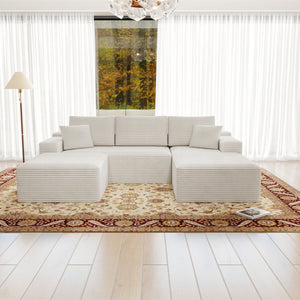 English Elm 104.3*70.8"Modular 104.3*70.8" Modular Sectional Sofa - Plush Corduroy, No Assembly, Versatile 3-Piece Design For Any Space W3819S00030