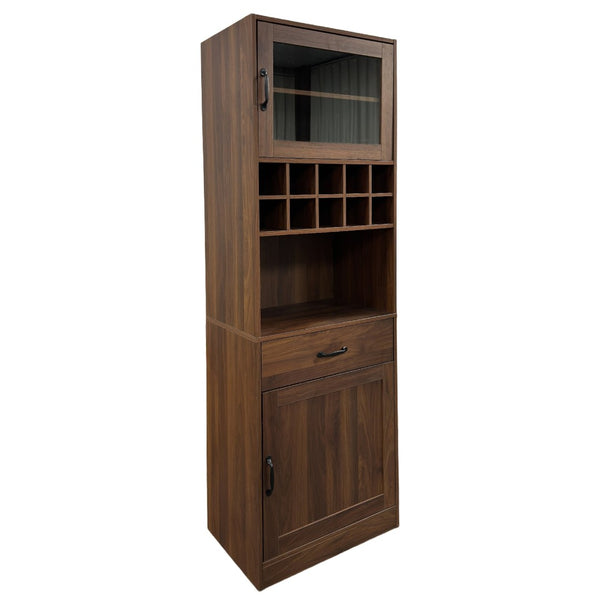 English Elm Kitchen Pantry Cabinet Tall Farmhouse Design with Glass Doors and Pull-out Shelving W331P425810
