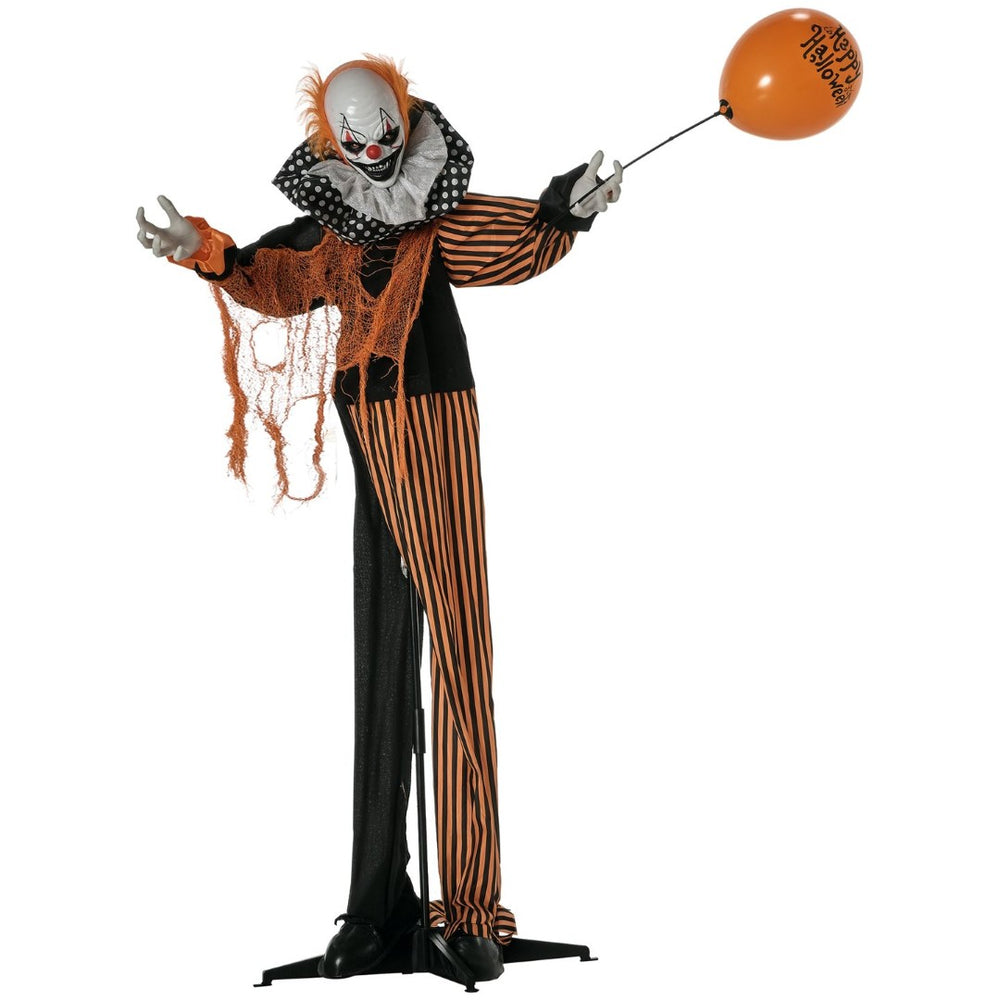 English Elm Outdoor Animated Circus Clown Prop with Motion Sound Activation and Blinking Red Eyes T3971P382649