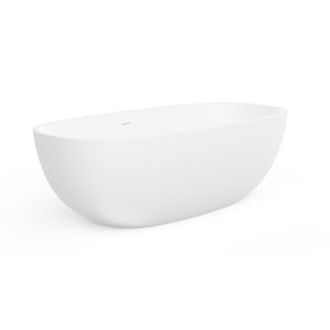 English Elm 71 Inch Freestanding Solid Surface Soaking Tub Matte White Seamless Sculptural Bath W1613P355483