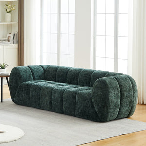 English Elm Chenille Cloud Sofa with Quilted Seat and Piano Backrest for Modern Living Spaces Green W834P442223