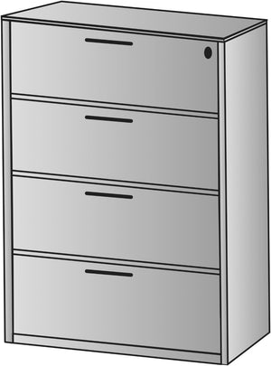 OSP Home Furnishings Napa Four Drawer Lateral File Cabinet with Locking System for Executive Office Use NAP-109-URB