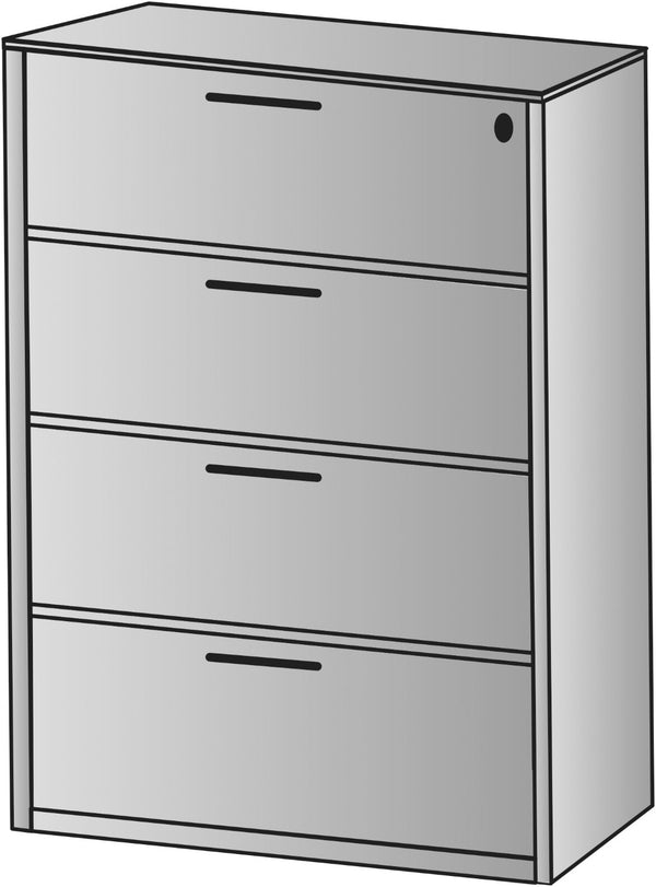 OSP Home Furnishings Napa Four Drawer Lateral File Cabinet with Locking System for Executive Office Use NAP-109-URB
