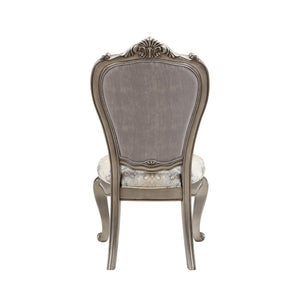 English Elm Ariadne Light Gray Velvet Side Chairs Set of 2 — Button Tufted Padded Seats, 3" Foam, Antique Platinum Finish B2726P338701