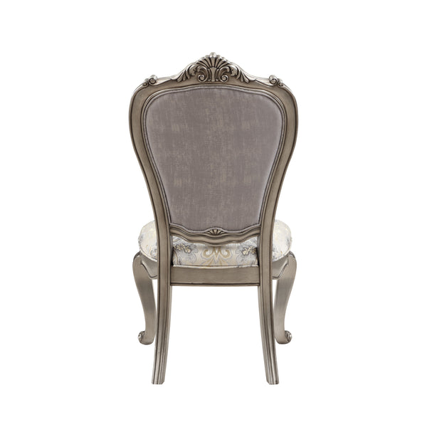 English Elm Ariadne Light Gray Velvet Side Chairs Set of 2 — Button Tufted Padded Seats, 3" Foam, Antique Platinum Finish B2726P338701