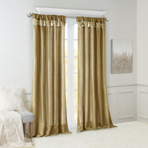 English Elm Twist Emilia Lined Faux Silk Window Curtain Panel 50x108 with Twist Tab Top, Privacy Lining, Sheen Bronze 3 L x 10.04 W x 9.06 H B03598092