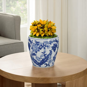 English Elm Kerry Blue Floral White Ceramic Planter Collection Four Graduated Pots for Indoor Garden Display White+Blue B056P416928