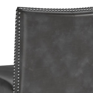 Sunpan Vintage Barstool with Silver Nailheads - Chic Faux Leather Design for Stylish Dining Spaces Overcast Grey