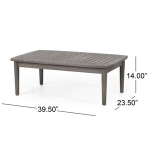 English Elm Christopher Knight Home® - Patio Loveseat And Coffee Table Set - Minimalist Acacia Wood Furniture For Relaxing Outdoor Spaces 68628.00GDGRY