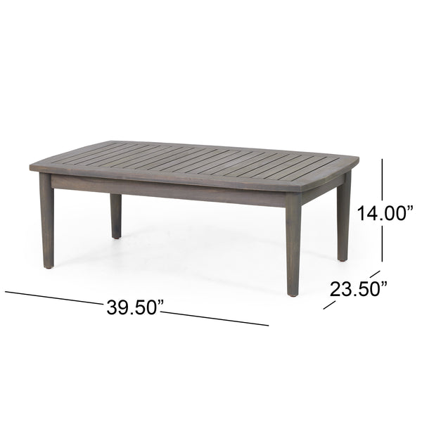 English Elm Christopher Knight Home® - Patio Loveseat And Coffee Table Set - Minimalist Acacia Wood Furniture For Relaxing Outdoor Spaces 68628.00GDGRY