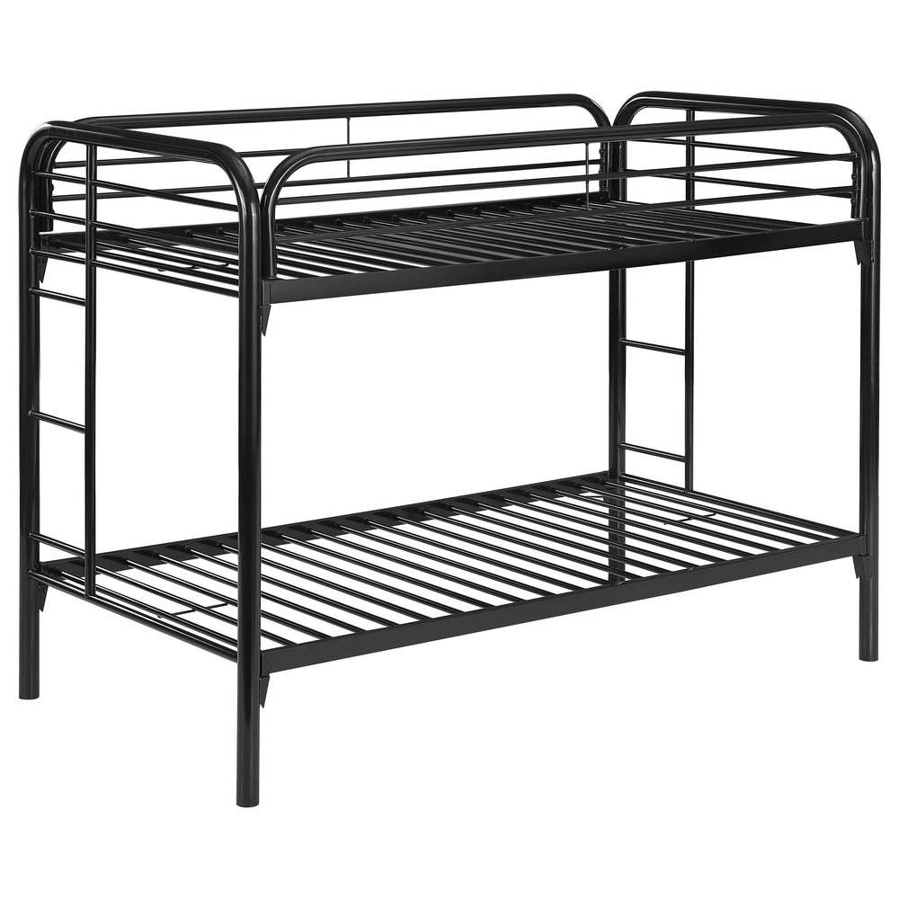 English Elm Celeste Black Metal Twin Over Twin Bunk Bed - Space-Saving Design With Rung Ladder & Guardrails B062P340727