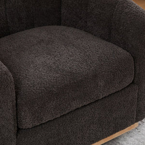 English Elm 31.89 Inch Chenille Tufted Swivel Barrel Armchair Pumpkin Sculpted Design for Living Rooms Charcoal W3098P397228
