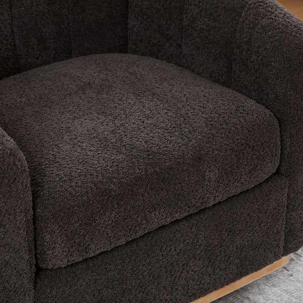 English Elm 31.89 Inch Chenille Tufted Swivel Barrel Armchair Pumpkin Sculpted Design for Living Rooms Charcoal W3098P397228