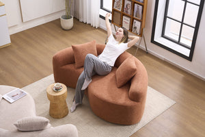 English Elm LY-042 Zen-Inspired S-Curved Dual-Depth Loveseat with Chenille Upholstery, Ready-to-Use Comfort Coral W2231P329722