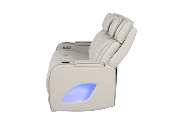 English Elm Fortuner Recliner Sofa With Massage & Led Accents – Modern Design, Faux Leather, Beige Comfort B009P287718