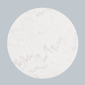 English Elm Contemporary Round End Table With White Marble Top & Gold Accents - Stylish Black Plinth Base B2741P395388