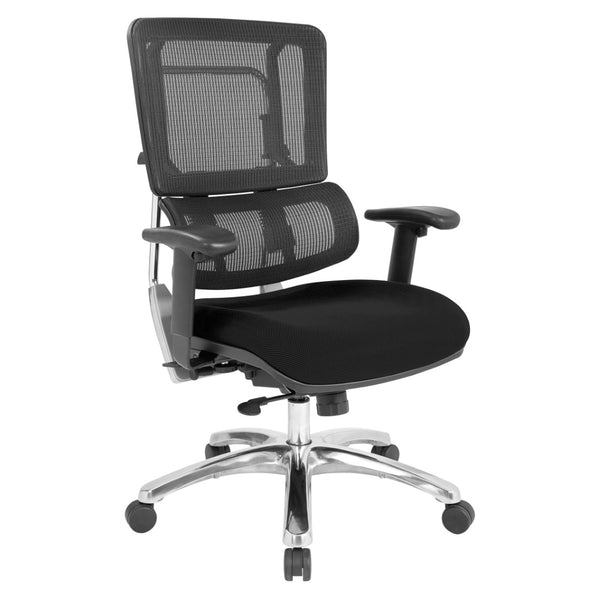 OSP Home Furnishings Vertical Mesh Back Ergonomic Manager Office Chair with Lumbar Support and Adjustable Arms Black 99662C-3M