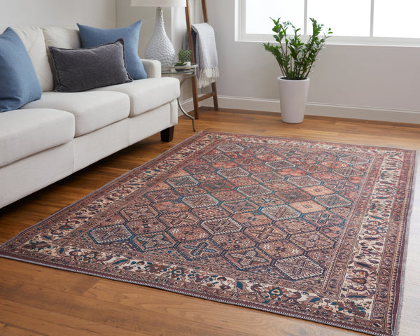 Feizy Rugs Rawlins Vintage-inspired Machine Made Polyester Oriental Rug - Antique Design For Modern Spaces Brown,Red,Ivory Polyester Rln39hkftanmltg21