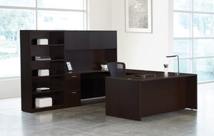OSP Home Furnishings Napa Left U Sectional Sofa with Built in Bookcase for Contemporary Living Rooms Left Espresso NAPESP-TYP14L