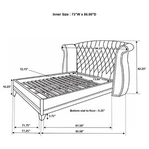 English Elm Randall Velvet Wingback California King Bed with Tufted Headboard and Chrome Nailhead Trim B062S01785