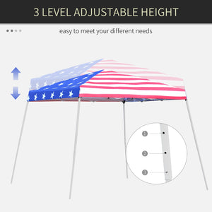 English Elm Outsunny Slant Leg Pop-Up Canopy Tent With American Flag Roof – Adjustable Height & Easy Setup! W2225P200588-GIGA