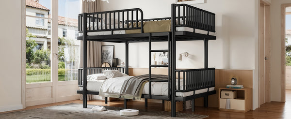 English Elm Twin Over Metal Bunk Bed with Led Lights Usb Ports Drawers and Sofa Conversion Black W5305S00070