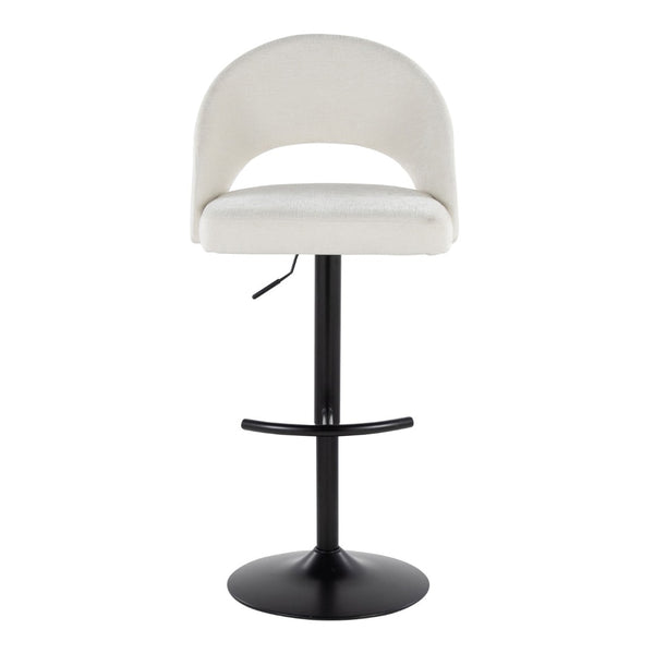 English Elm Adjustable Swivel Barstools Set of 2 Fabric Seat Black Metal Base Kitchen Counter B202S02002