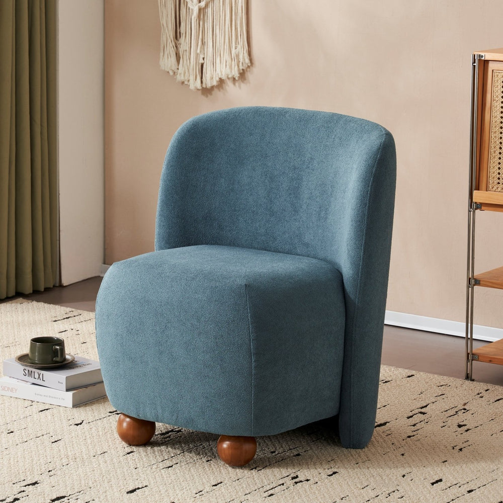 English Elm Christopher Knight Home® - Modern Armless Accent Chair with Pine Wood Legs, Compact Upholstered Seat, 400lb Capacity, Cozy Support Blue N817P224950B
