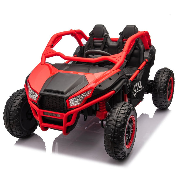English Elm 24v Two Seater Kids Utv with Parental Remote Dual Motors Four Wheel Suspension Led Red W1578P198433
