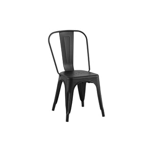 English Elm Set Of 4 Matte Black Stackable Metal Dining Chairs - Durable, Easy-Clean, Modern Design For Any Space B347P383386-GIGA