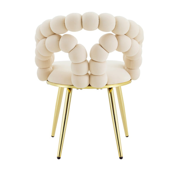 English Elm Modern Velvet Bubble Back Dining Chairs with Gold Legs Glam Accent Seating Set of 2 W3875P437077