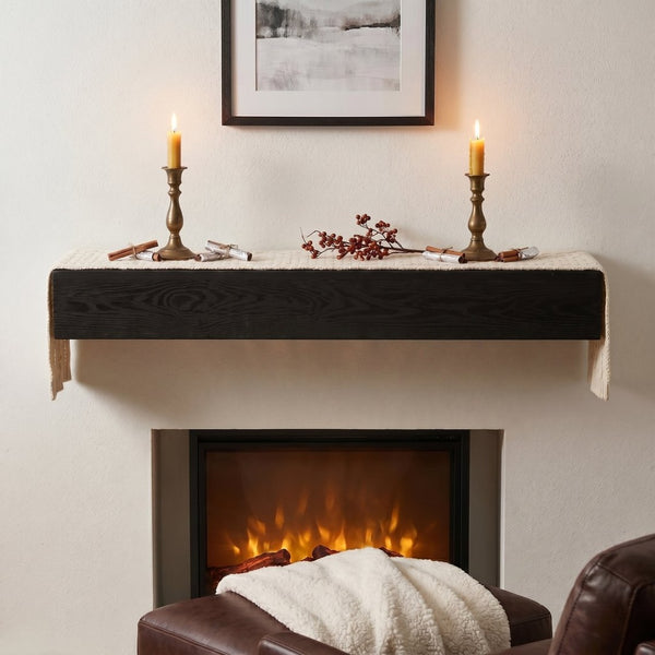 English Elm 48'' Solid Western Red Cedar Floating Mantel Shelf Rustic Farmhouse Wall Display W2640P358910
