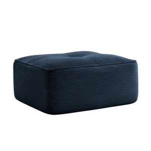 English Elm Ottoman Corduroy Upholstered Modular Accent Piece with High Resilience Foam and Curved Arms Blue W714P364697