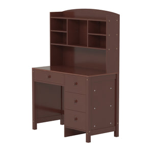 English Elm Vintage 40'' Home Executive Desk Set with Upholstered Chair and Built-In Bookshelf for Stylish Productivity Espresso 44 L x 23 W x 13.5 H N733P272894P
