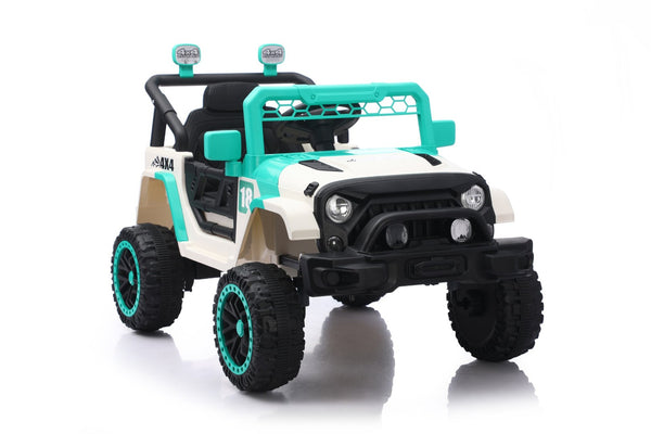 English Elm 12v Ride on Toddler Car with Remote Control Spring Suspension and Off Road 4x4 Drive White+Green W3822P371909