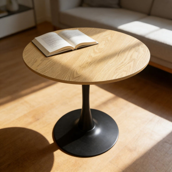 English Elm (natural Wood Tone) Round Mdf Dining Table Steel Tulip Base Mid Century Modern Small Space W2641P460057