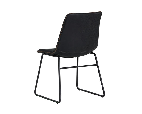 Sunpan Cal Dining Chair Set of 2 - Compact Mid-Century Design with Zigzag Stitch and Sleek Steel Frame Antique Black