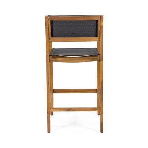 English Elm Christopher Knight Home® - FAIRFAX Santana Acacia Wood Outdoor Bar Stools Set of 2 — Teak Finish, Faux Rattan Seats, 30" Height 68991.00BLK