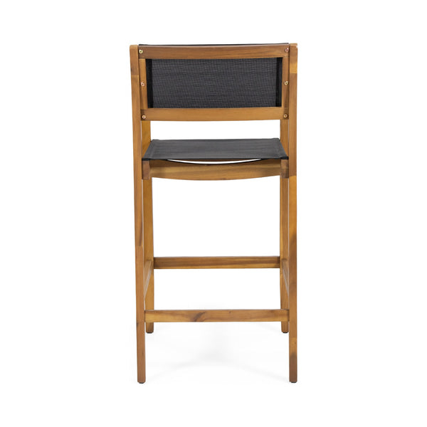 English Elm Christopher Knight Home® - FAIRFAX Santana Acacia Wood Outdoor Bar Stools Set of 2 — Teak Finish, Faux Rattan Seats, 30" Height 68991.00BLK