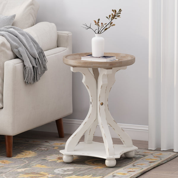 English Elm Christopher Knight Home® - End Table - French Country Charm With Lipped Round Top, Ideal Accent For Living Spaces & Entryways N771P239460Y