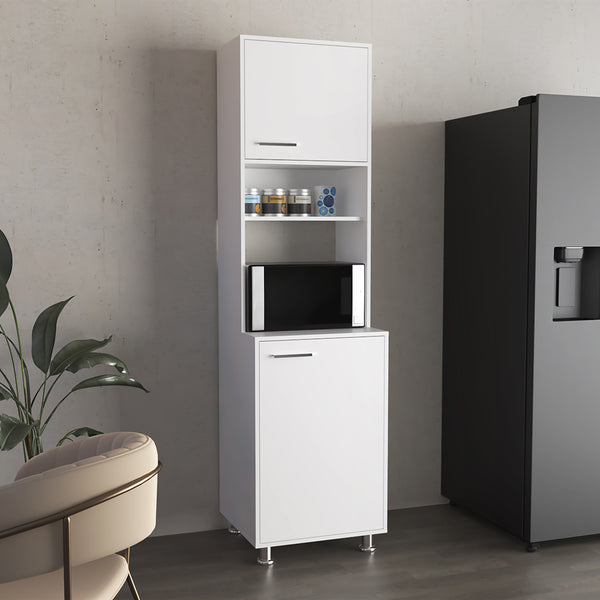 English Elm Cloudcroft White Pantry Cabinet for Kitchen & Living Room - Engineered Wood, Sleek Minimalist Storage Organized Durable B092P315579