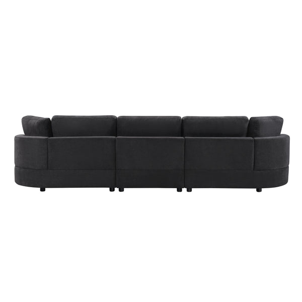 English Elm Christopher Knight Home® - 3-seater Curved Chenille Sofa with Plush 7.5" Seat Cushions and Two Pillows for Stylish Living Black N763S000020B