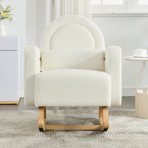 English Elm Christopher Knight Home® - Accent Rocking Chair In Cream Teddy Velvet - Ergonomic Design, Gentle Rocking, Ultimate Comfort! N765P263907W