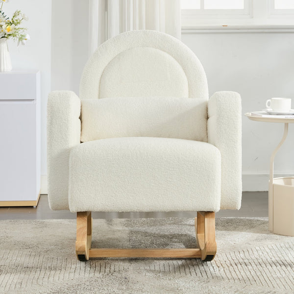 English Elm Christopher Knight Home® - Accent Rocking Chair In Cream Teddy Velvet - Ergonomic Design, Gentle Rocking, Ultimate Comfort! N765P263907W