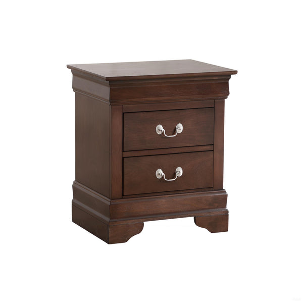 English Elm LouisPhillipe Cappuccino Nightstand with 2 Dovetail Drawers, Silver Hardware, Durable Wood Veneer Finish B078118331