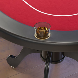 English Elm 96" Oval Poker Table Seats 10 with Waterproof Felt Padded Rail and Dealer Station Red W2748S00030