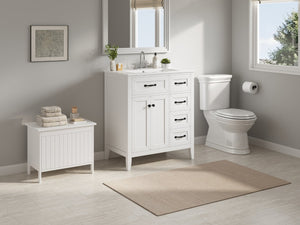 English Elm [video] 30 Inch Freestanding Bathroom Vanity White Mdf Pine Legs Ceramic Sink Soft Close N759P394442K