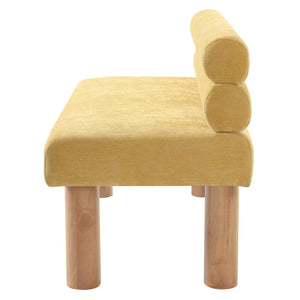 English Elm Upholstered Dining and Entryway Bench with Rubberwood Legs Padded Seat 300 Lb Capacity Natural,Yellow N779P371712Y