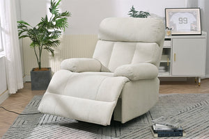 English Elm Oversized Power Lift Recliner Chair with Remote Control, Spacious Fabric Seat and Side Pocket for Comfort and Support Light Gray W1028P261273