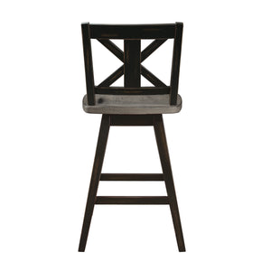 English Elm Counter Height Chairs Set Of 2 - Black X-Back Swivel Dining Chairs For Rustic Kitchen Comfort B011P194598